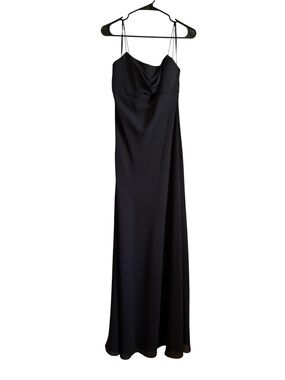 David’s Bridal Black Cowl-Neck Spaghetti Strap Bridesmaid Dress